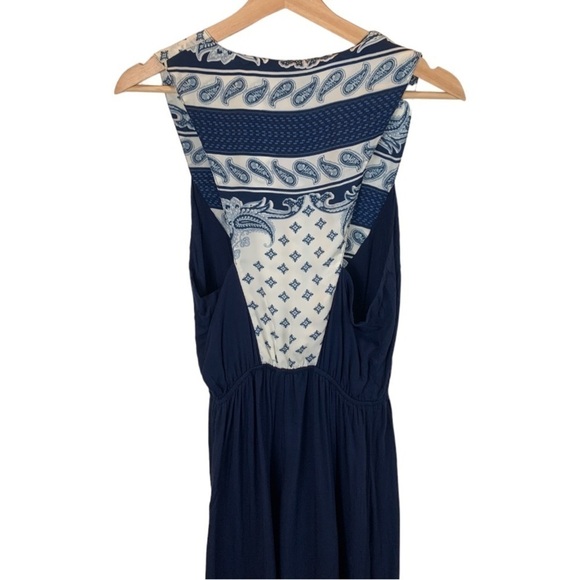Tobi Wide Leg Long Line Sleeveless Navy Blue Bandanna Paisley Jumpsuit sz M - Picture 3 of 10